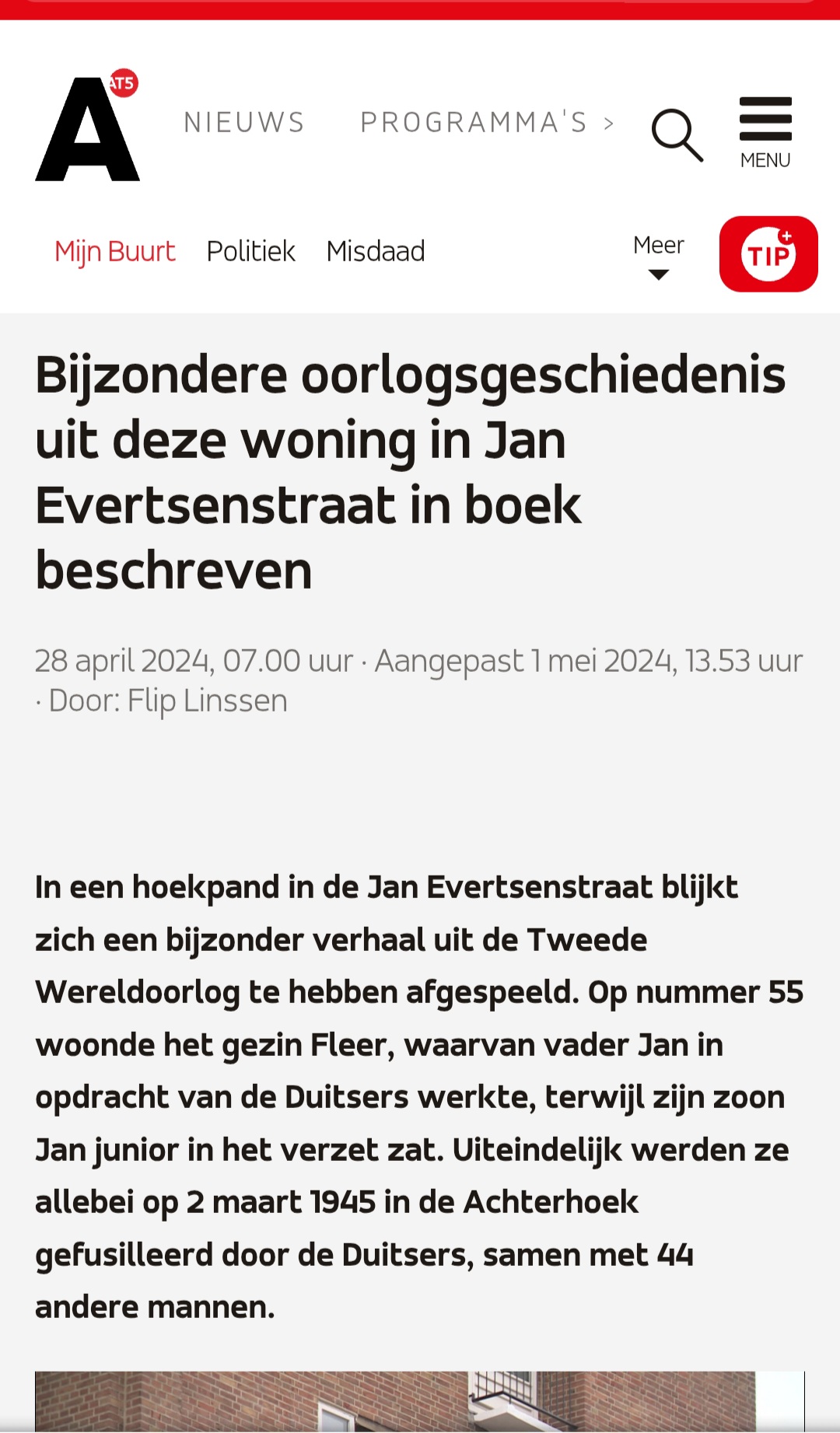 AT5-artikel met filmpje over Rademakersbroek-slachtoffers vader en zoon Fleer